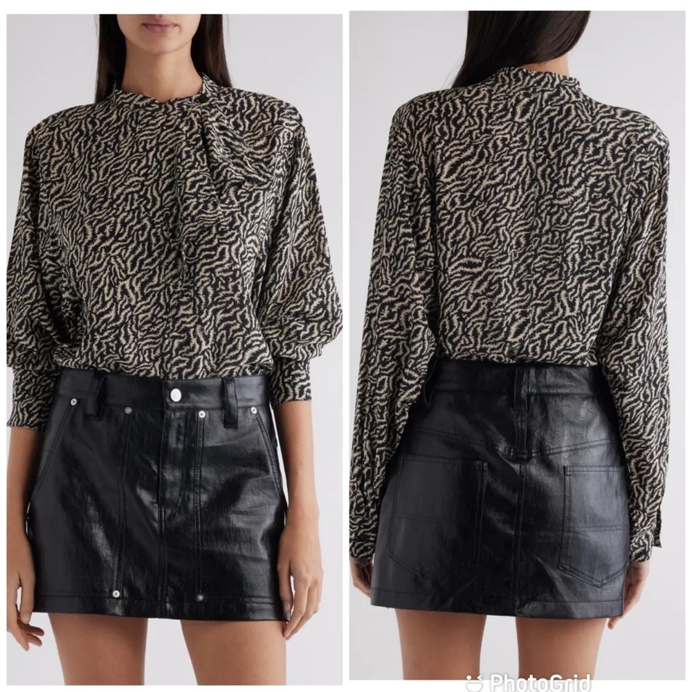 Isabel Marant Étoile VILDA Abstract BLOUSE printed flowing blouse ECRU/ BLACK